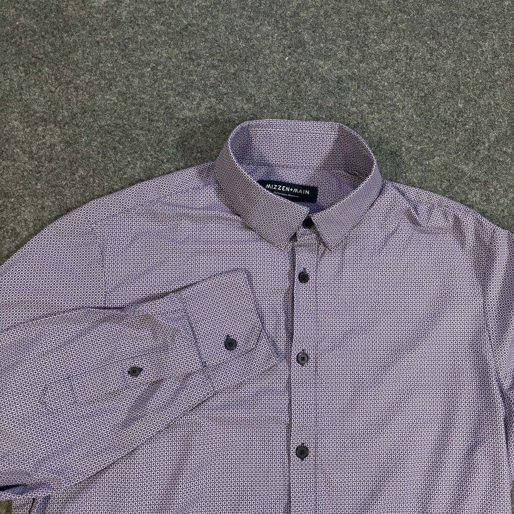 Mizzen+Main Leeward Button Down Shirt Mens Medium Trim Fit Geometric